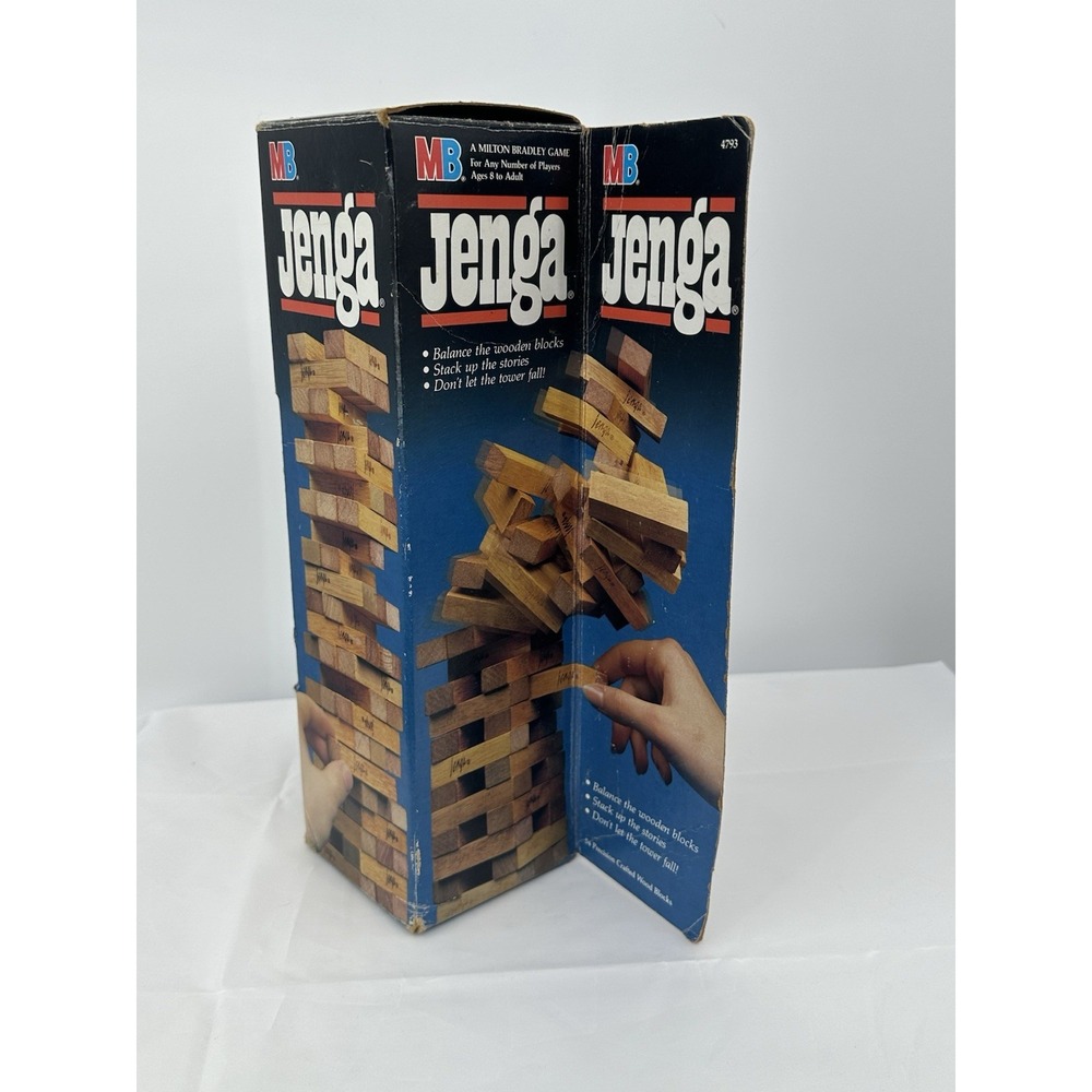 Vtg 1986 JENGA Original Plastic Sleeve Milton Bradley Game Factory
